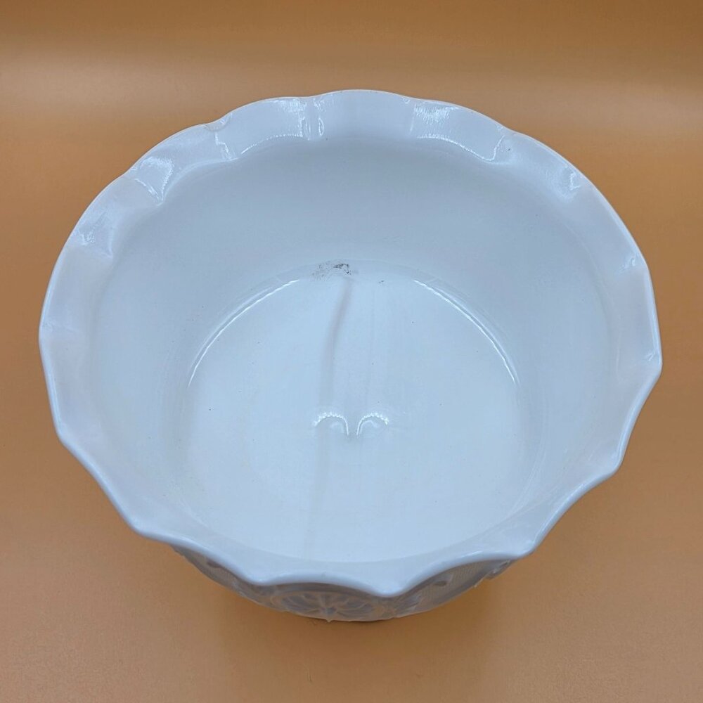 Indiana Glass Medallion Milk Glass Compote Pedestal Bowl - Picture 6 of 7